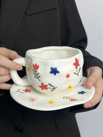 Flower design large mug