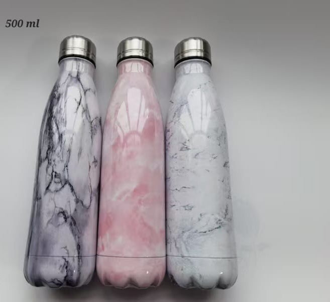 Stainless steel water bottle marble design