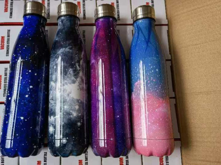 Stainless steel water bottle galaxy design