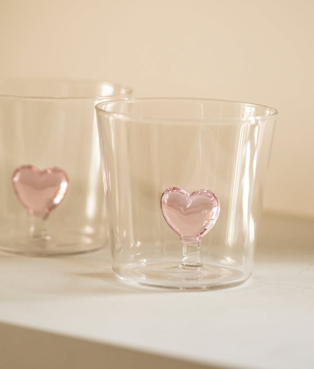Heart glass cup