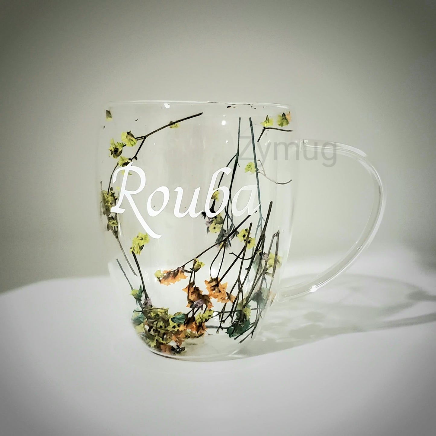 Customized Flower double glass cup - Rimelyn