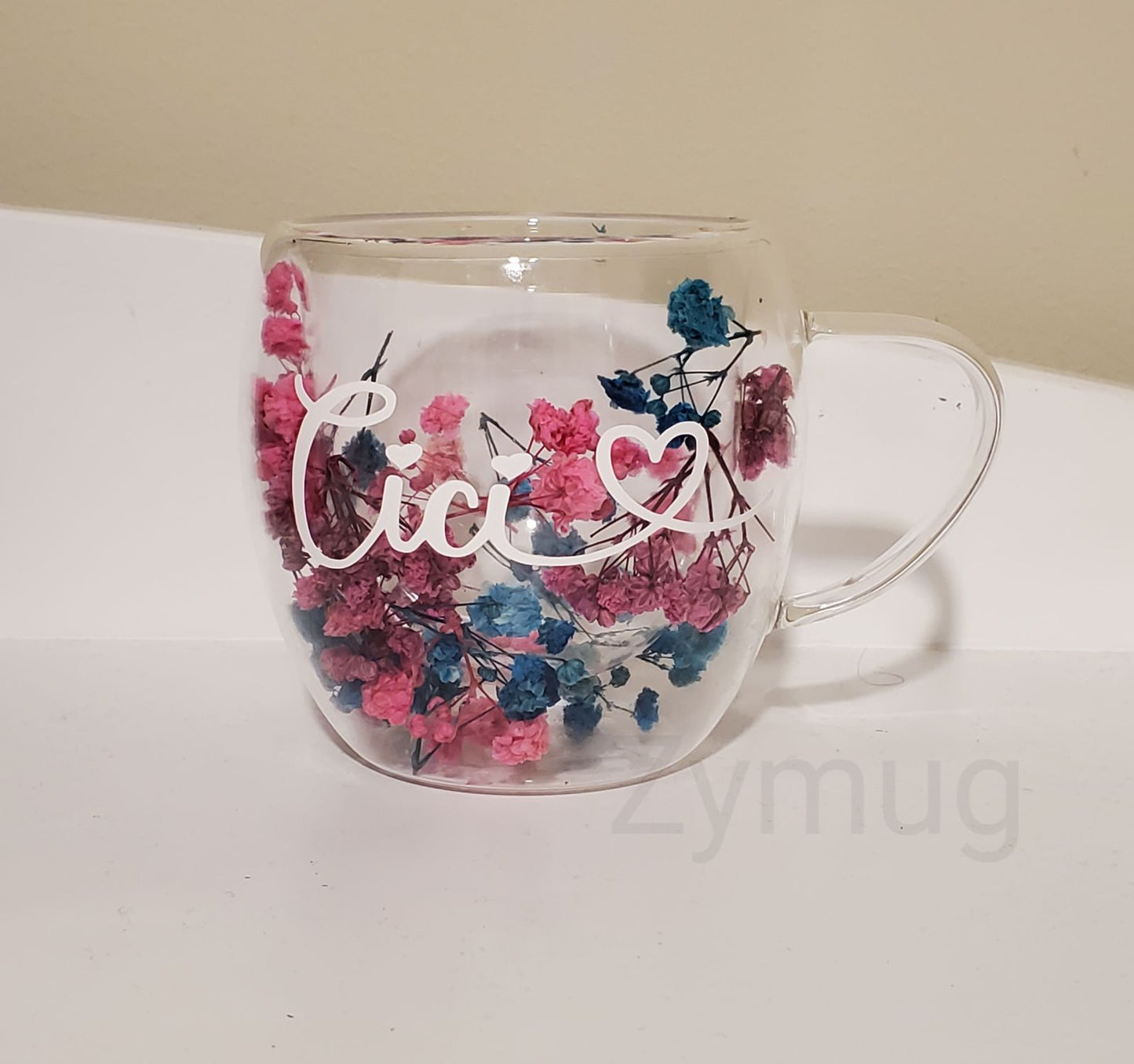 Customized double glass flower cup