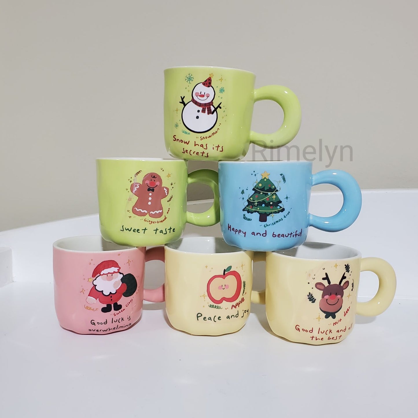 Christmas Ceramic Cups set of 6