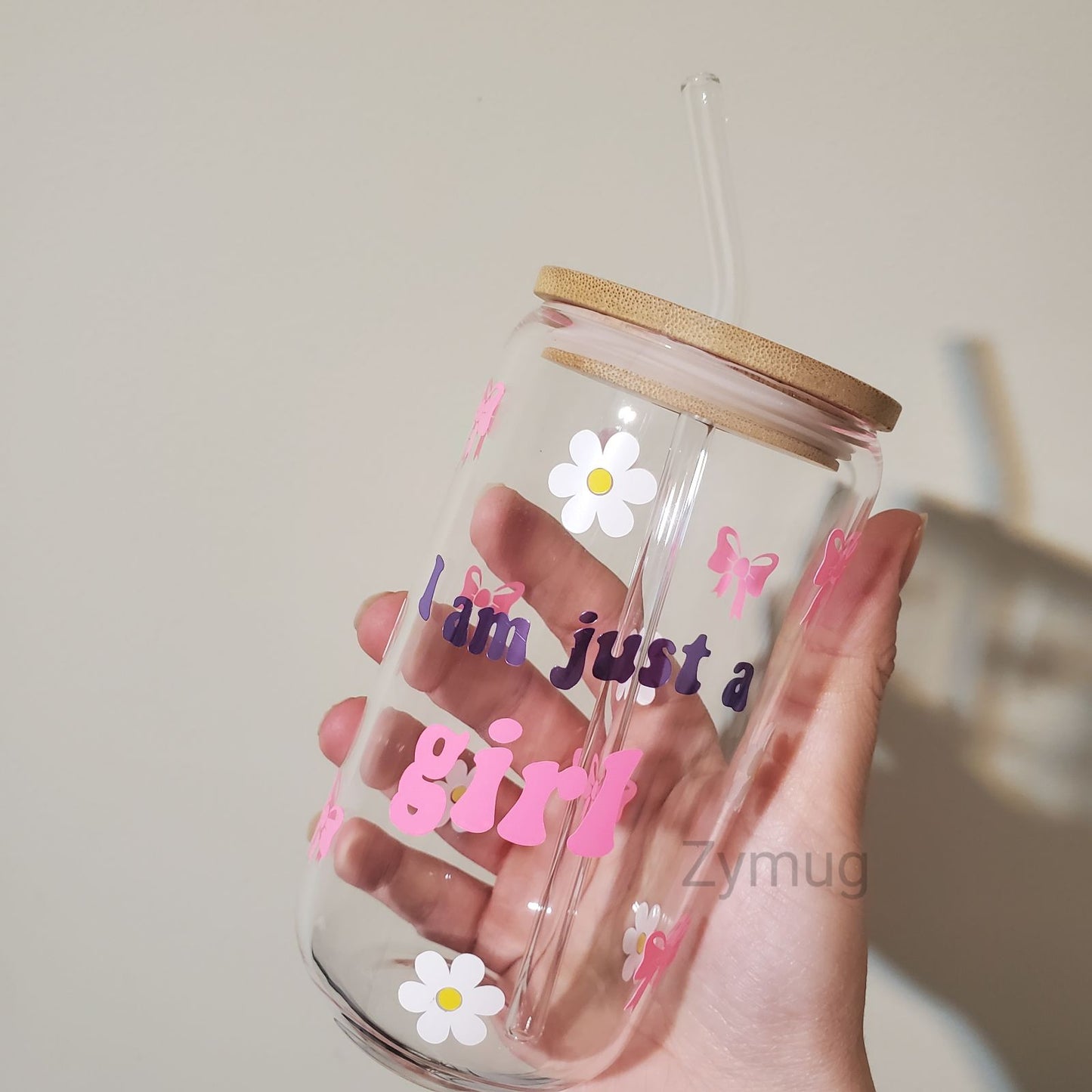 Customized daisy glass jar I am just a girl