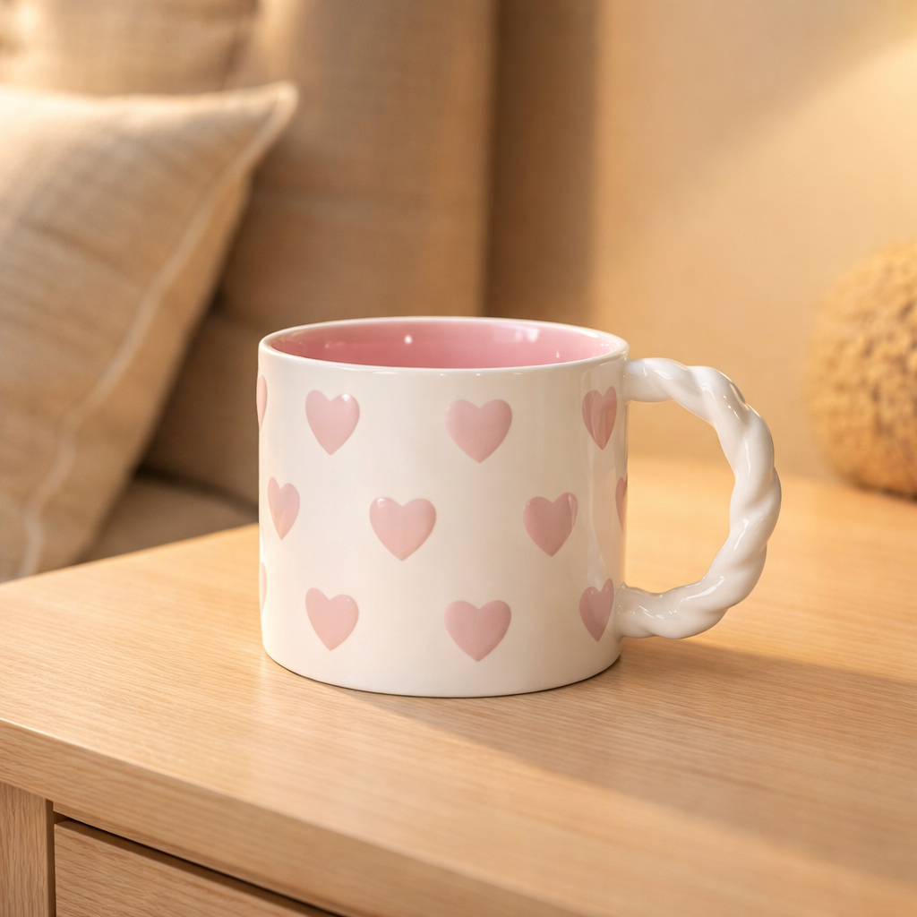 Pink hearts mug