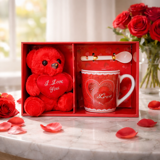 Mug+spoon+plush in a box