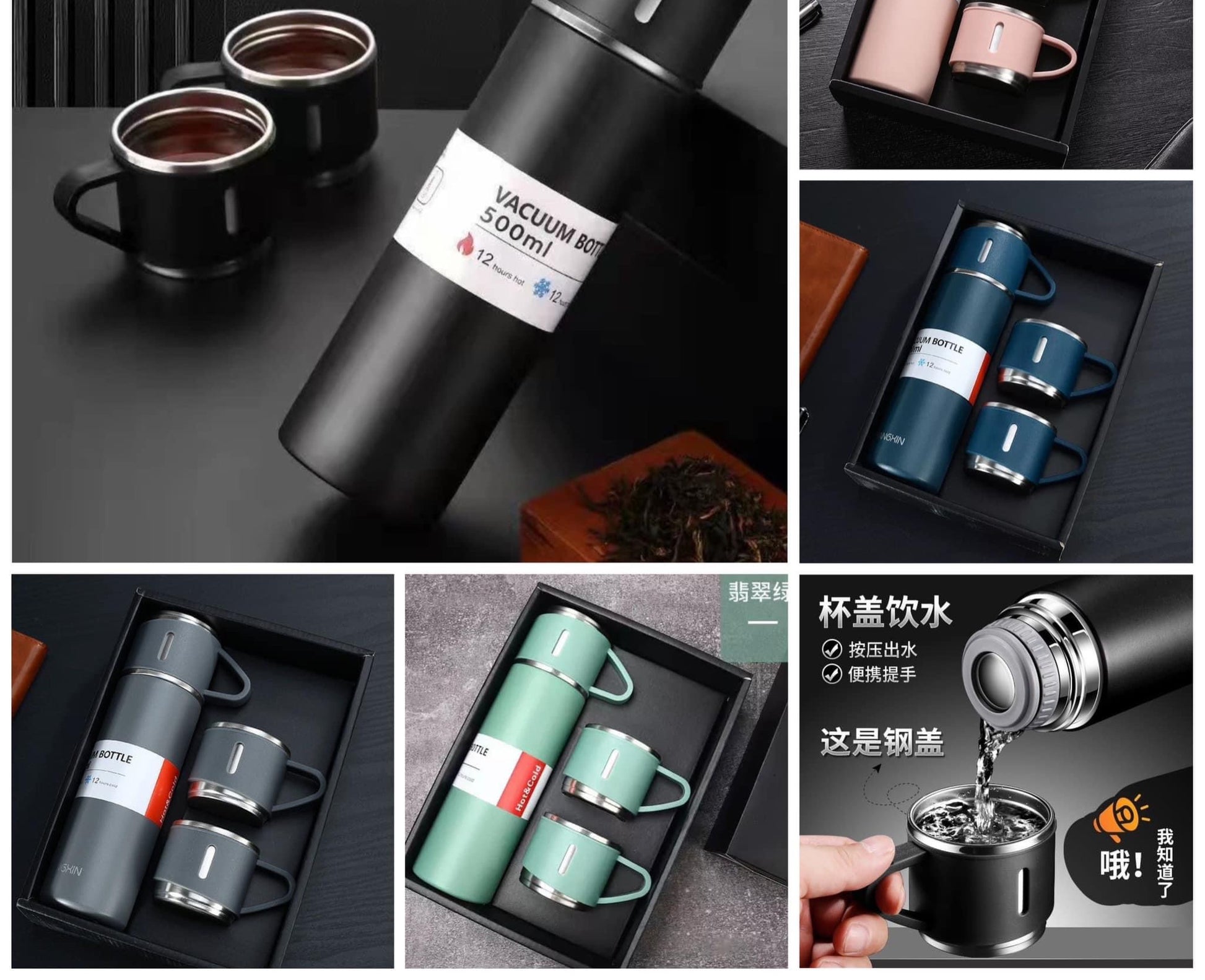 Thermos stainless with cup lid and estra 2 cups - Rimelyn