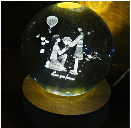 Crystal ball night light love you forever