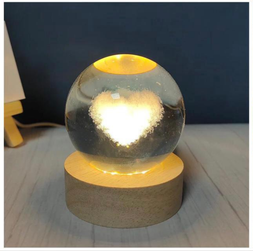Crystal ball night light heart shape