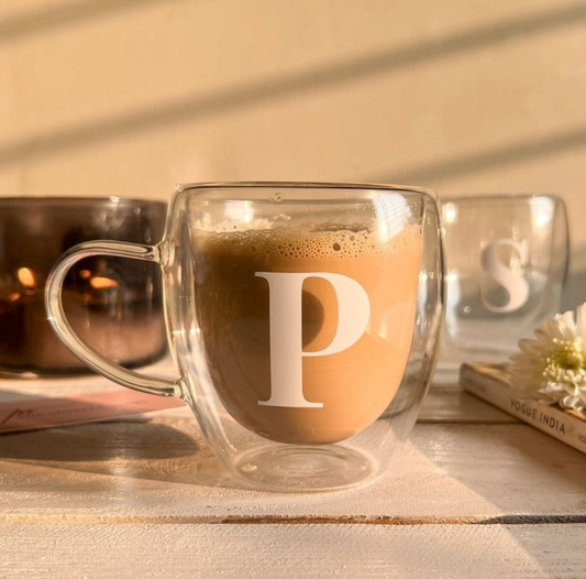 Customized letter Double glass cup