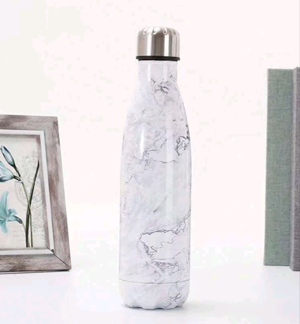 Stainless steel water bottle marble design