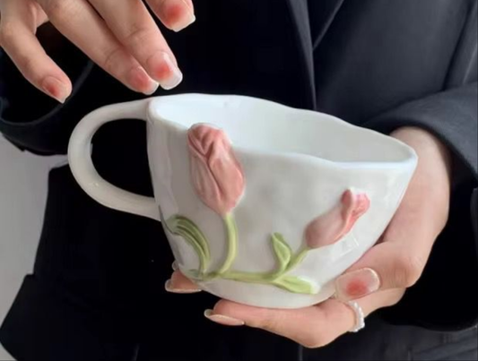Flower design ceramic mug