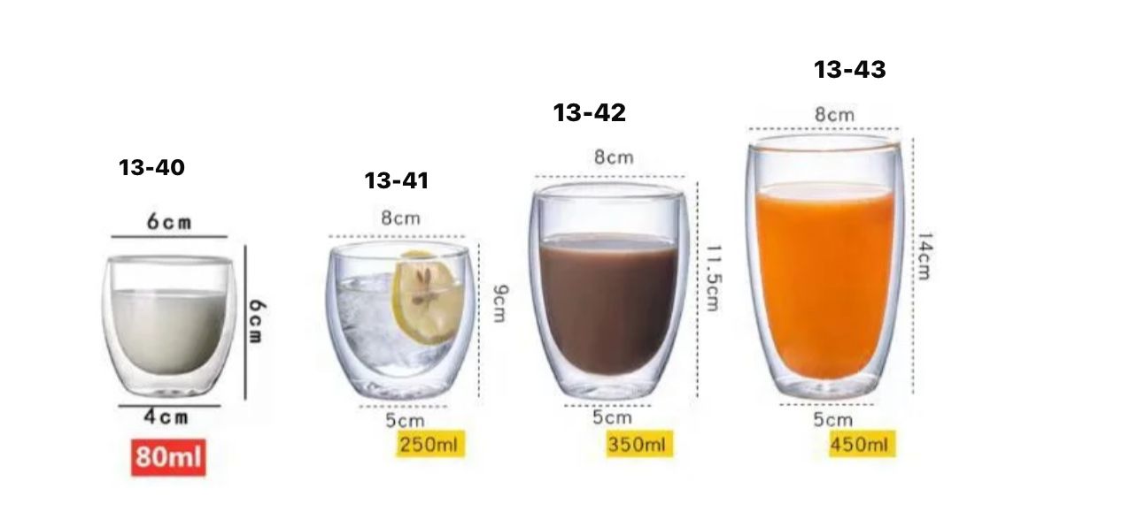 Double glass pyrex cups for hot and cold drinks
