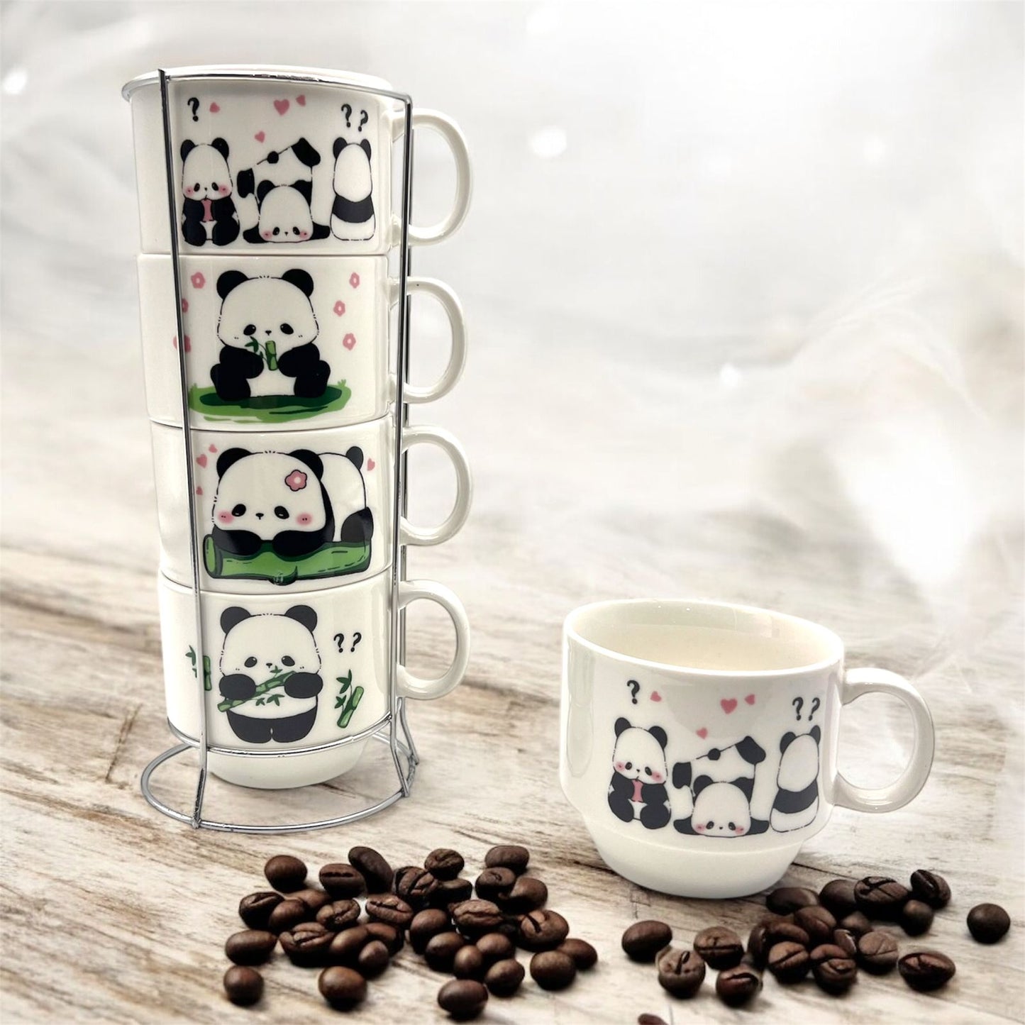 Panda ceramic cups set of 4