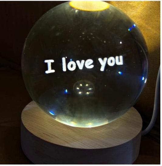 Crystal ball night light  I love you shape
