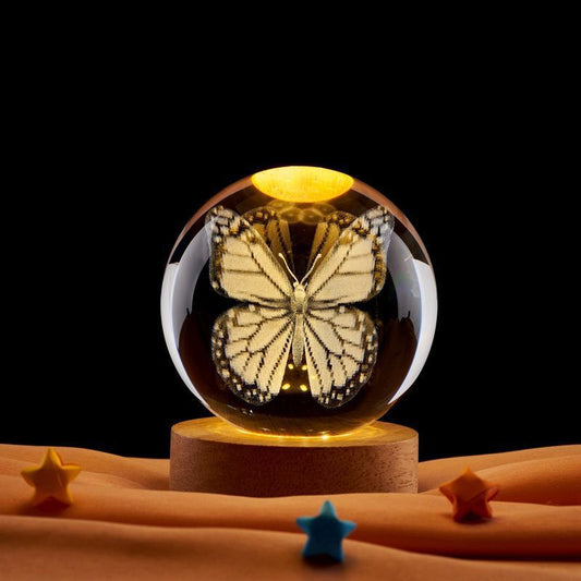 Crystal ball night light butterfly