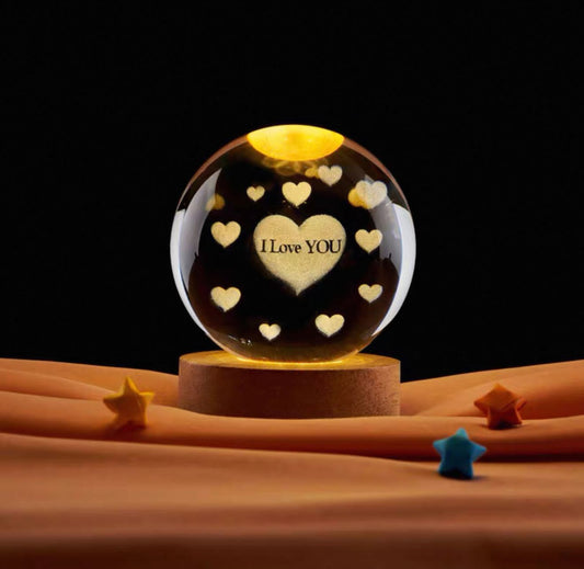 Crystal ball night light heart I love you