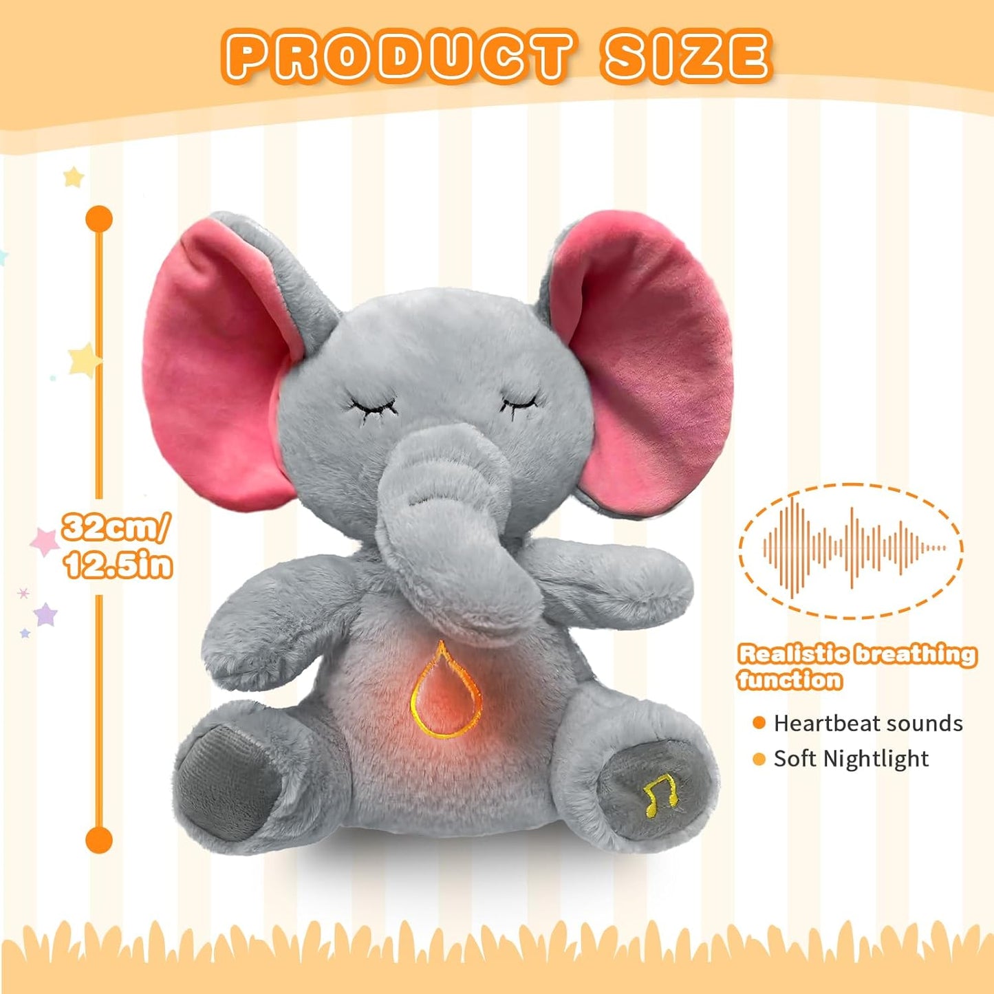 Breathing elephant plush toy
