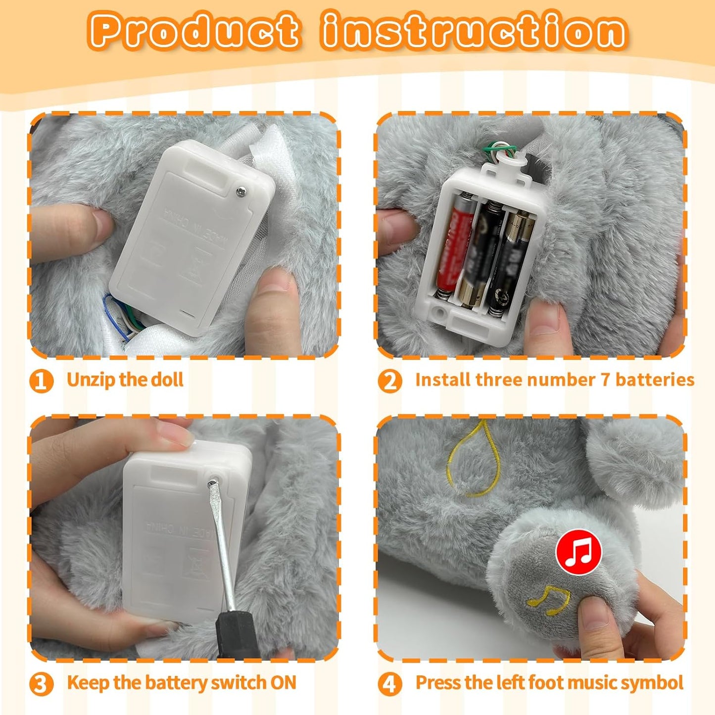 Breathing elephant plush toy