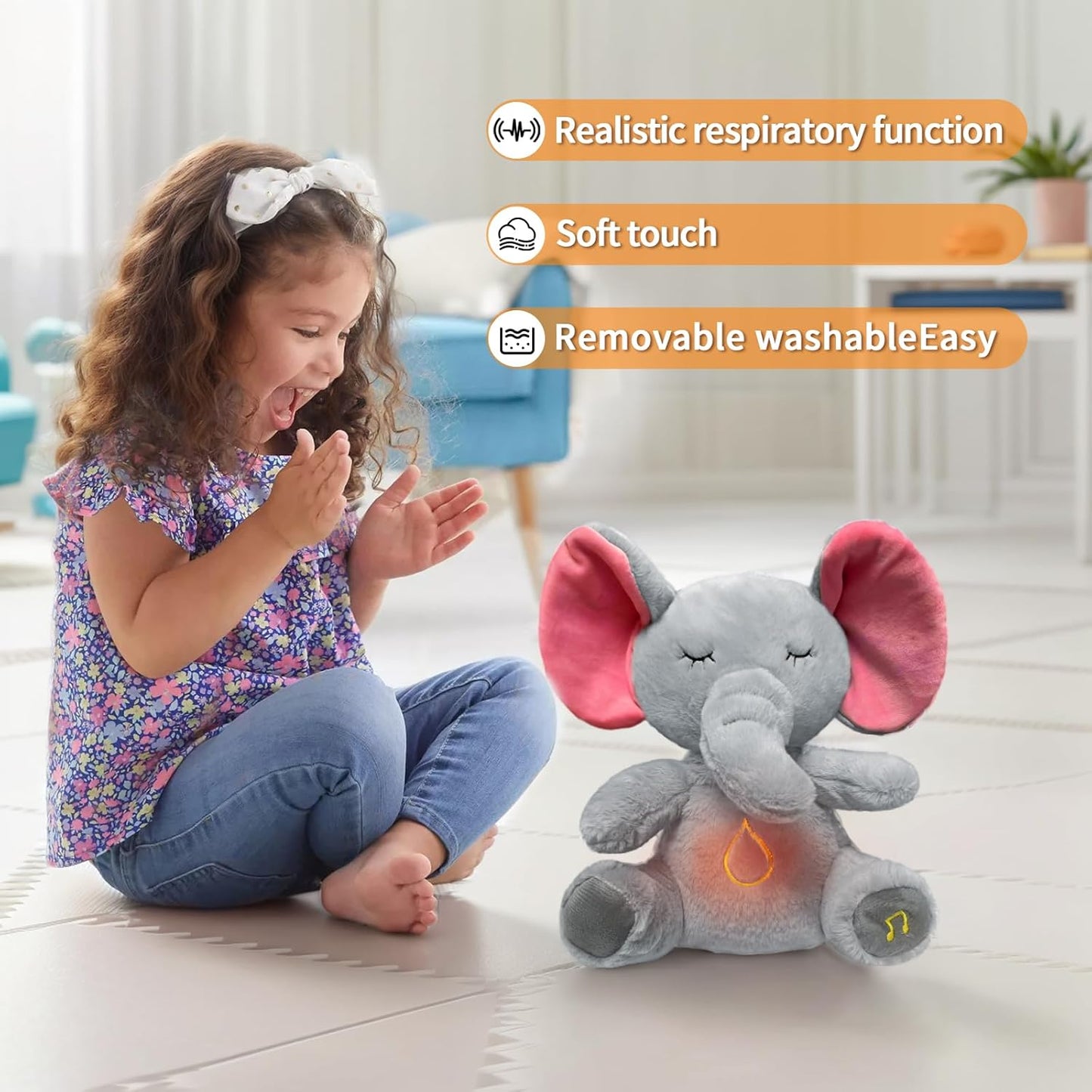 Breathing elephant plush toy
