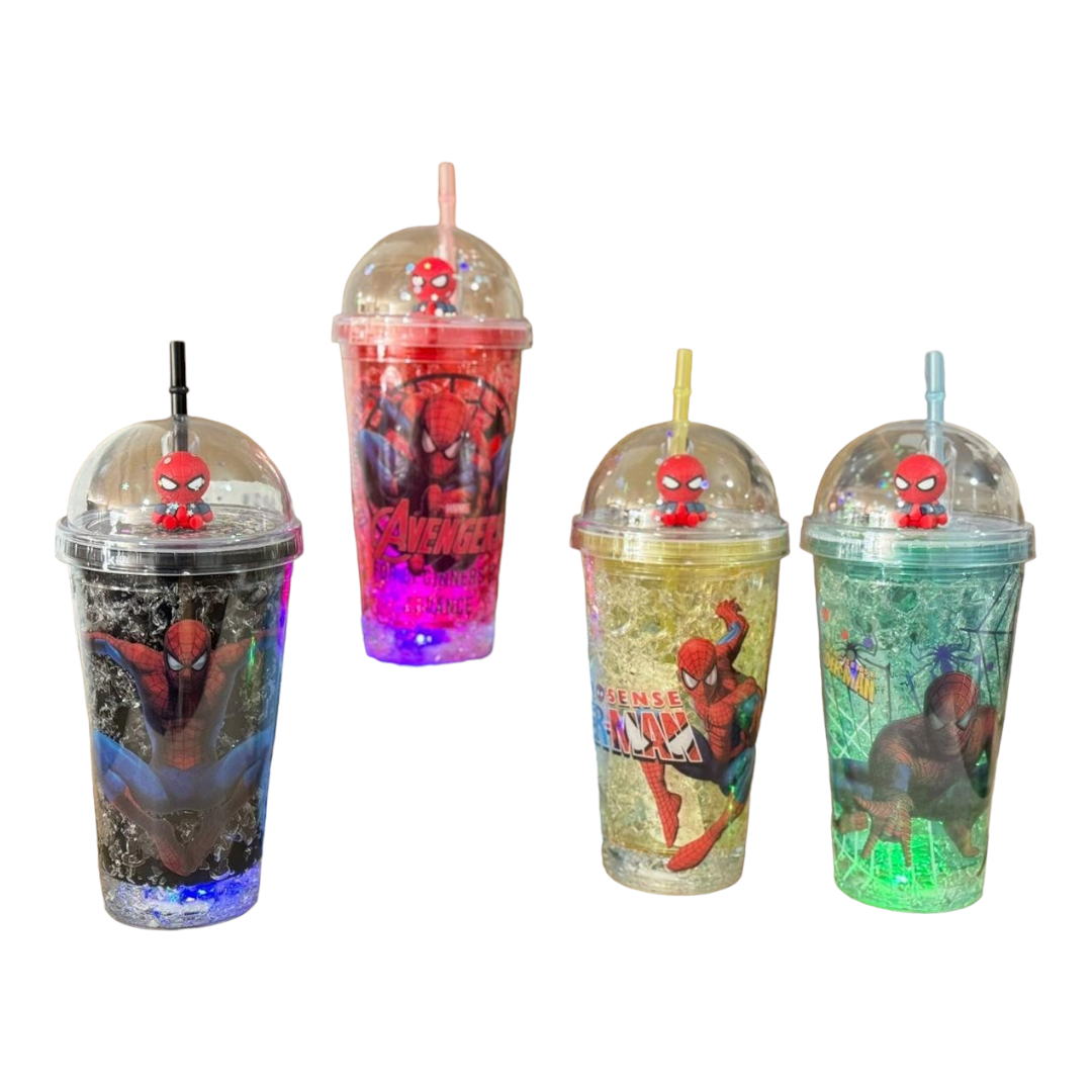 Double wall plastic cups with straw