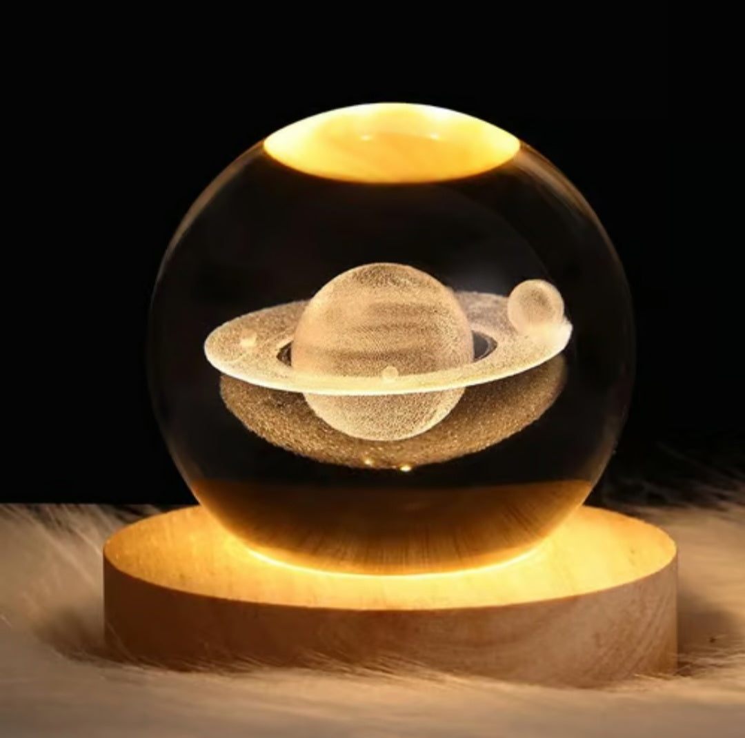 Crystal ball night light saturn