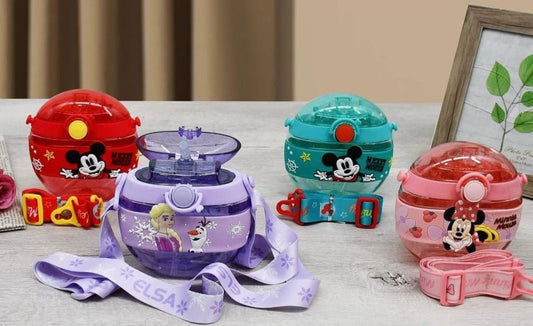 Plastic water bottle for kids with straw