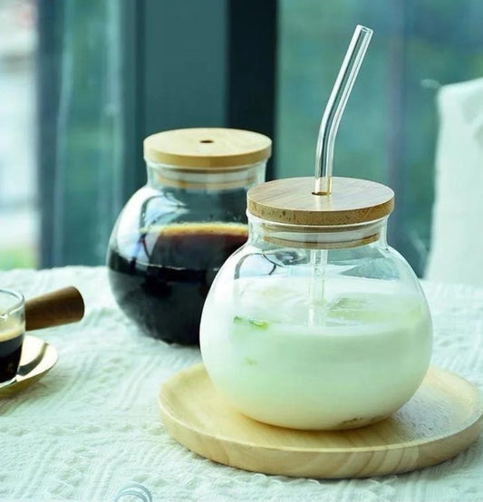 Round pyrex glass mug