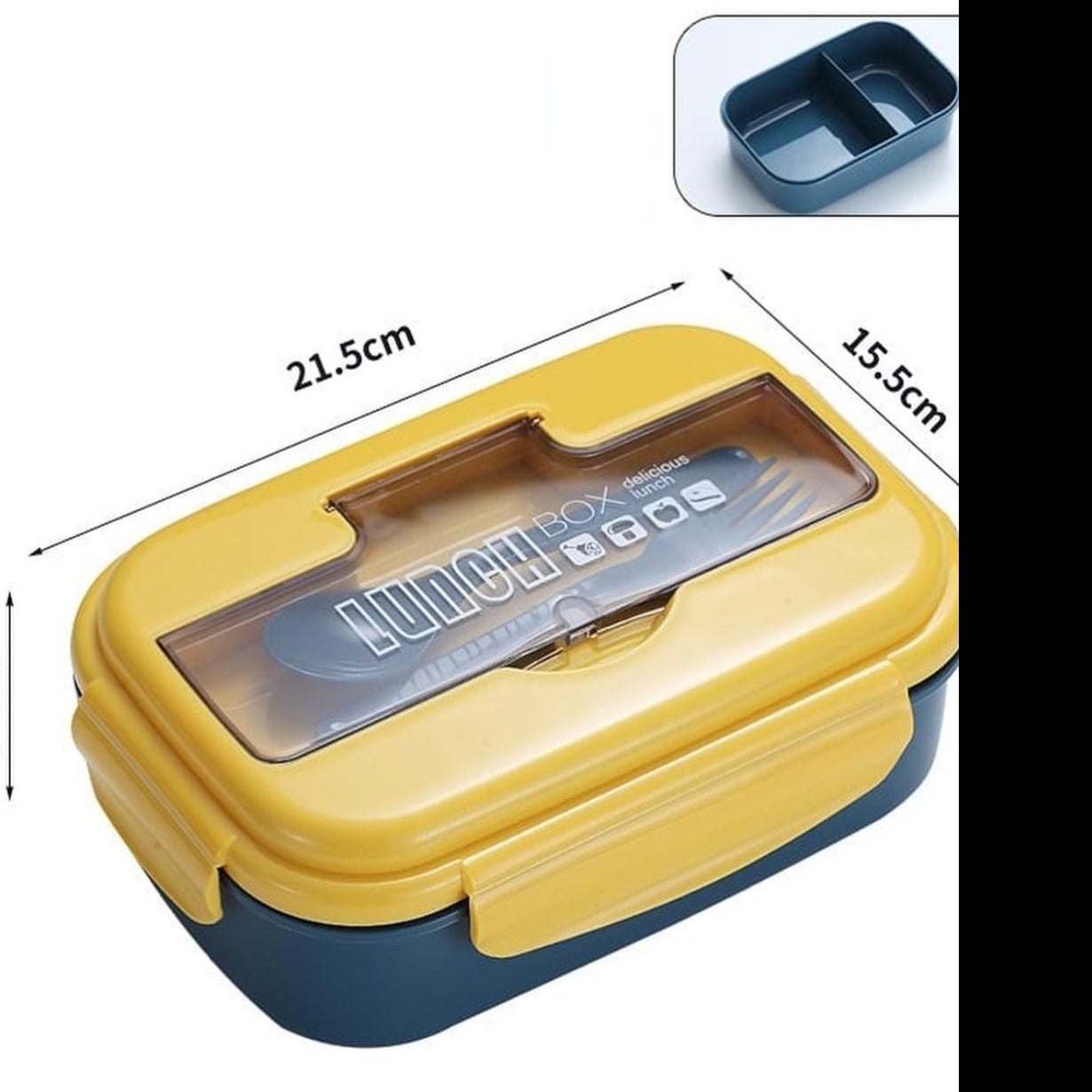 Lunch box 2 compartments with fork and spoon