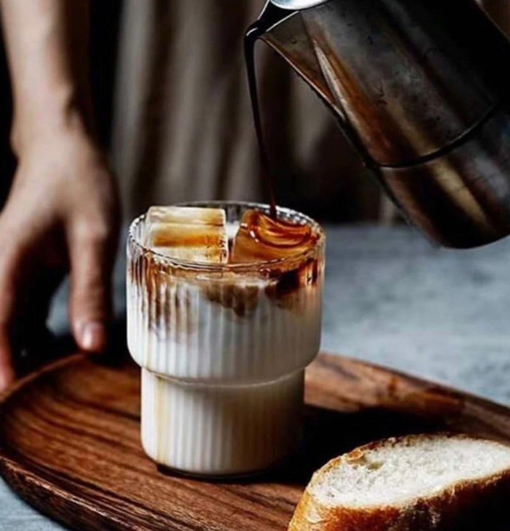 Glass ice coffee cup