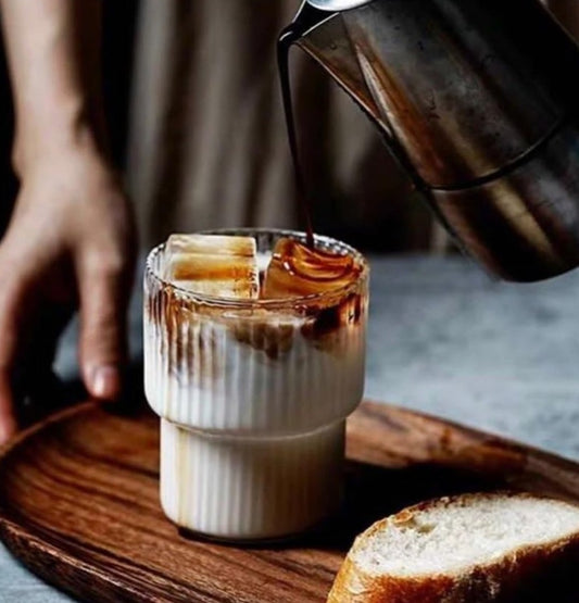 Glass ice coffee cup