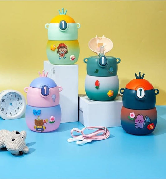 Plastic bottle with straw for kids