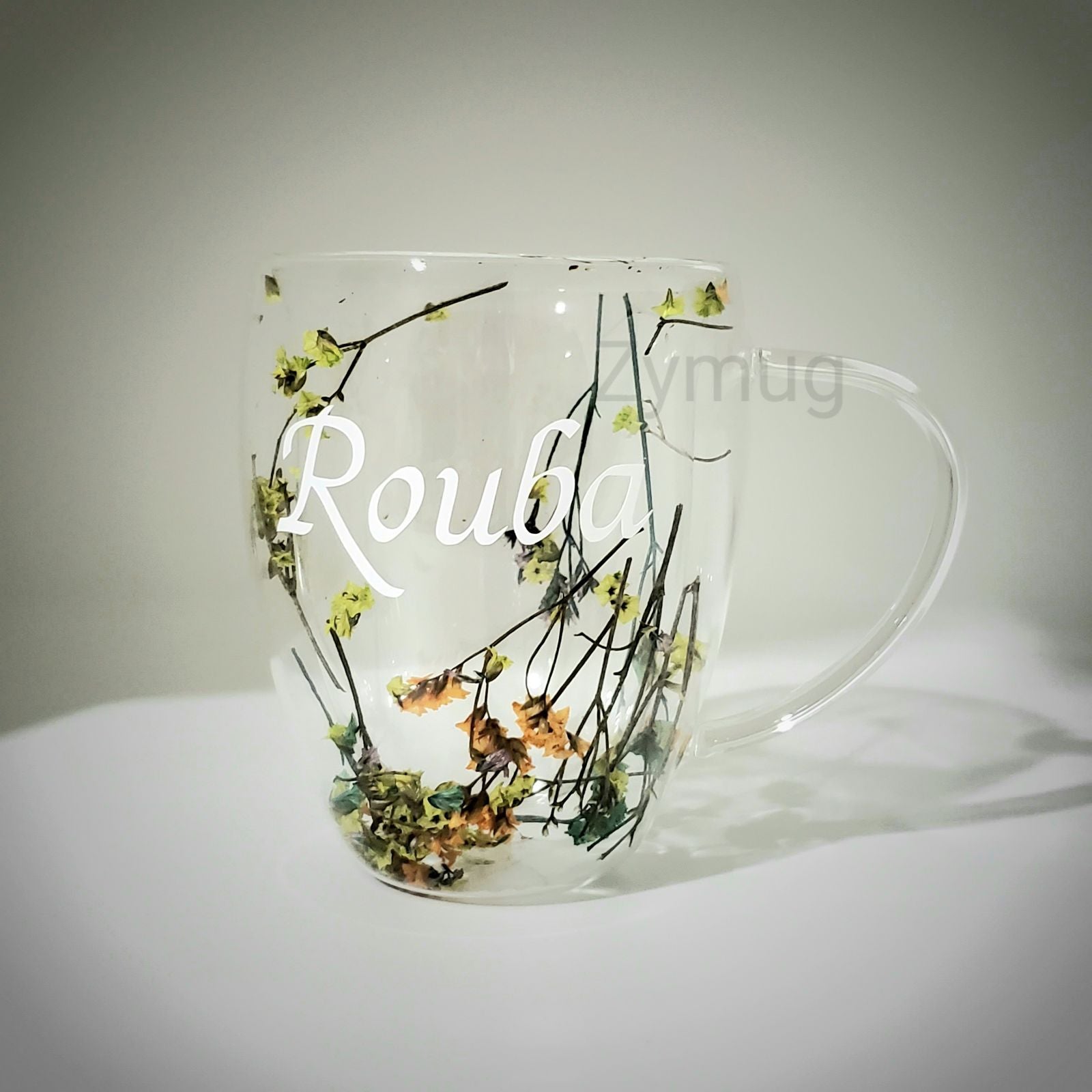 Customized Flower double glass cup - Rimelyn
