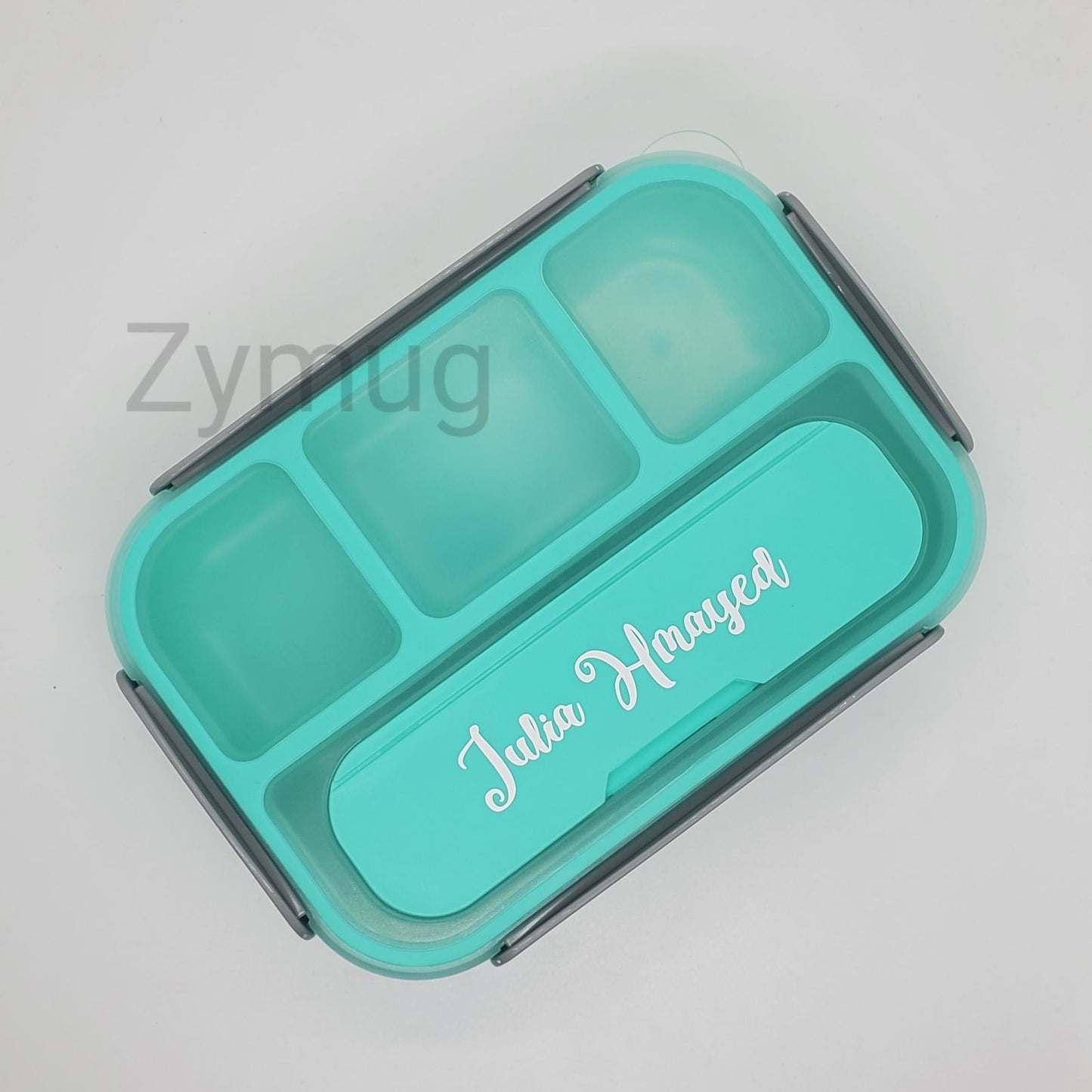 Customized lunch box 4 sections with fork