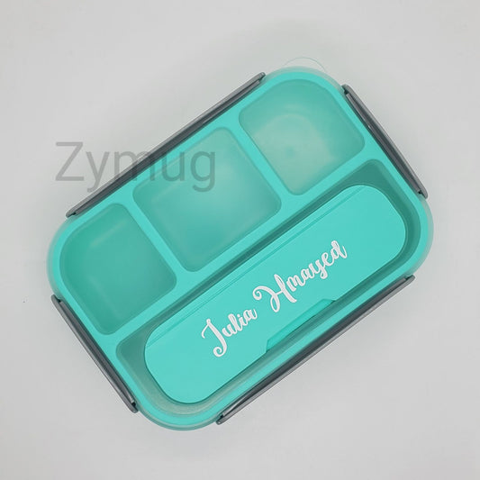 Customized lunch box 4 sections with fork