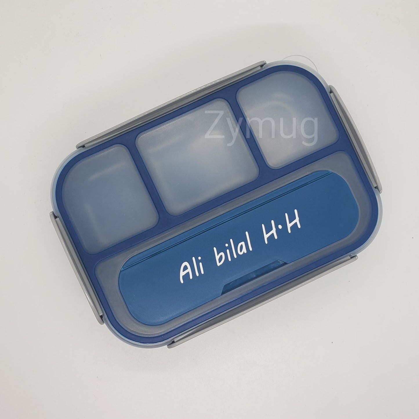Customized lunch box 4 sections with fork