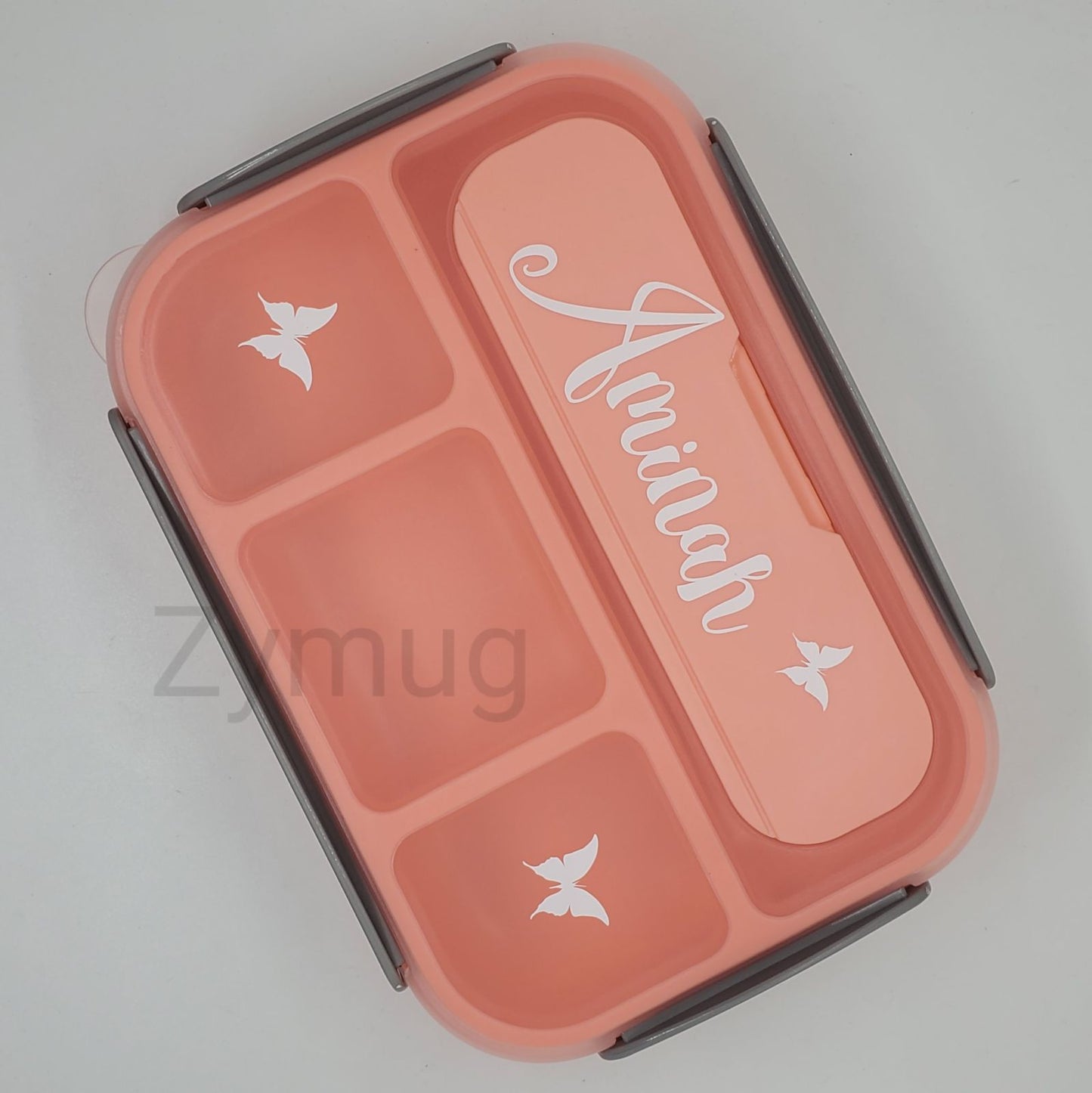 Customized lunch box 4 sections with fork