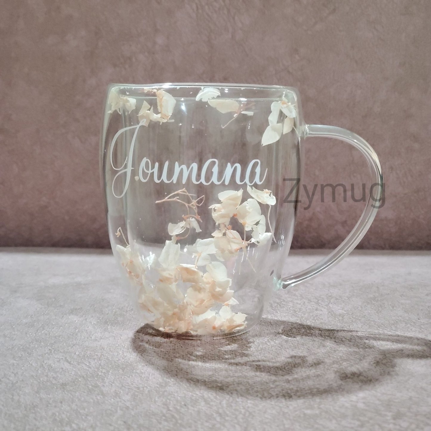 Customized double glass flower cup